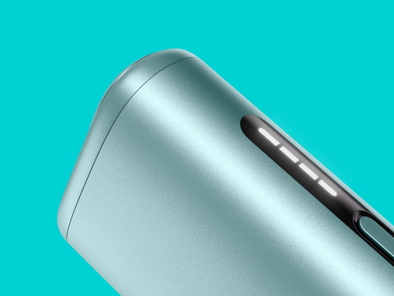 Breeze Blue IQOS ILUMA i ONE device, detail view of the lights